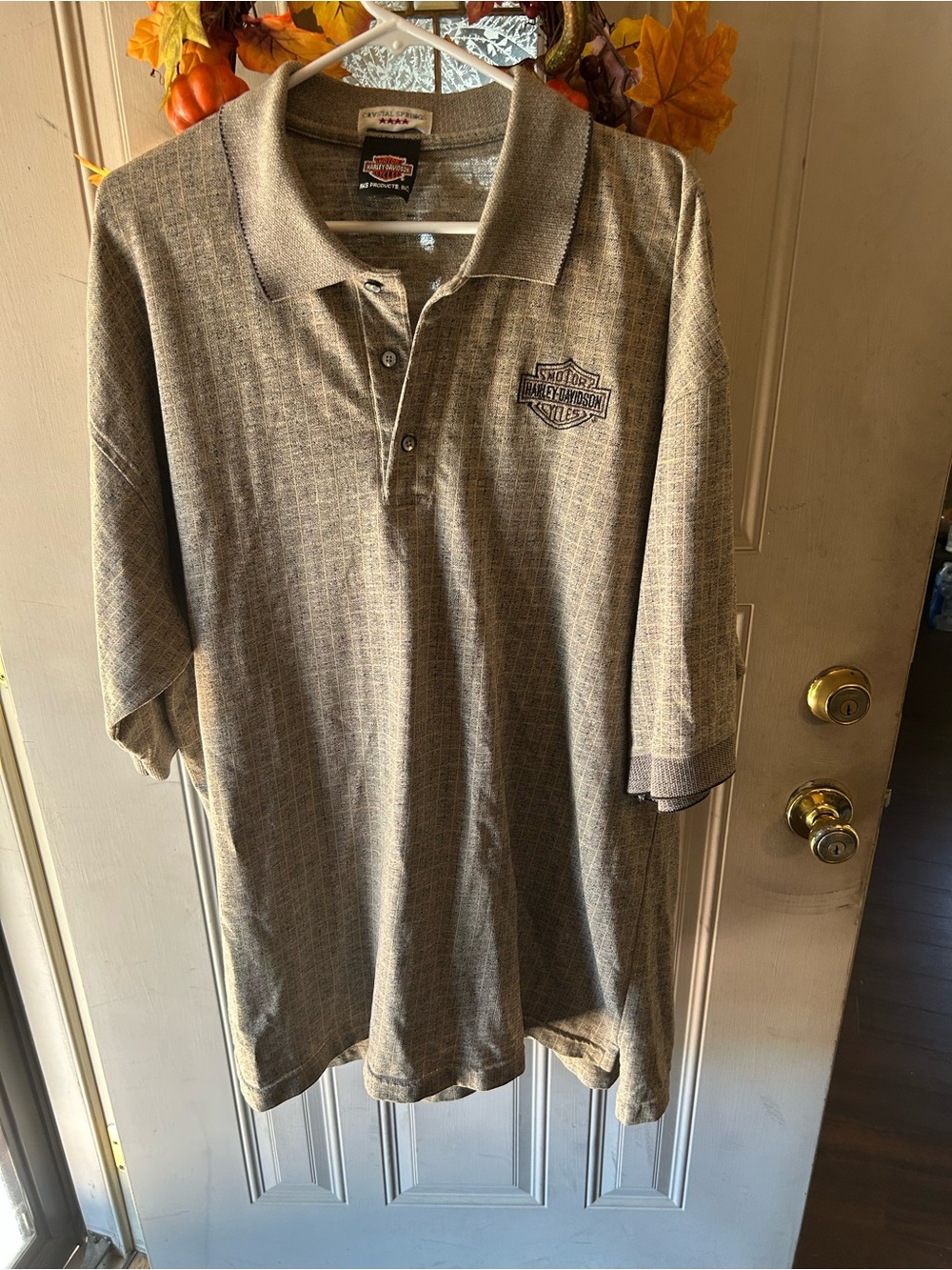 Harley-Davidson Brown Short Sleeve Polo with Embroidered Shield Logo